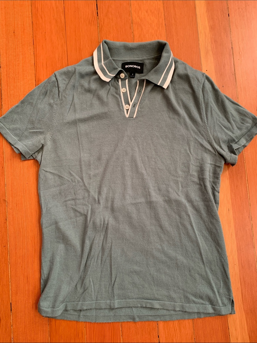 Bonobos Men's Sage Green Polo with Contrast Cream Trim